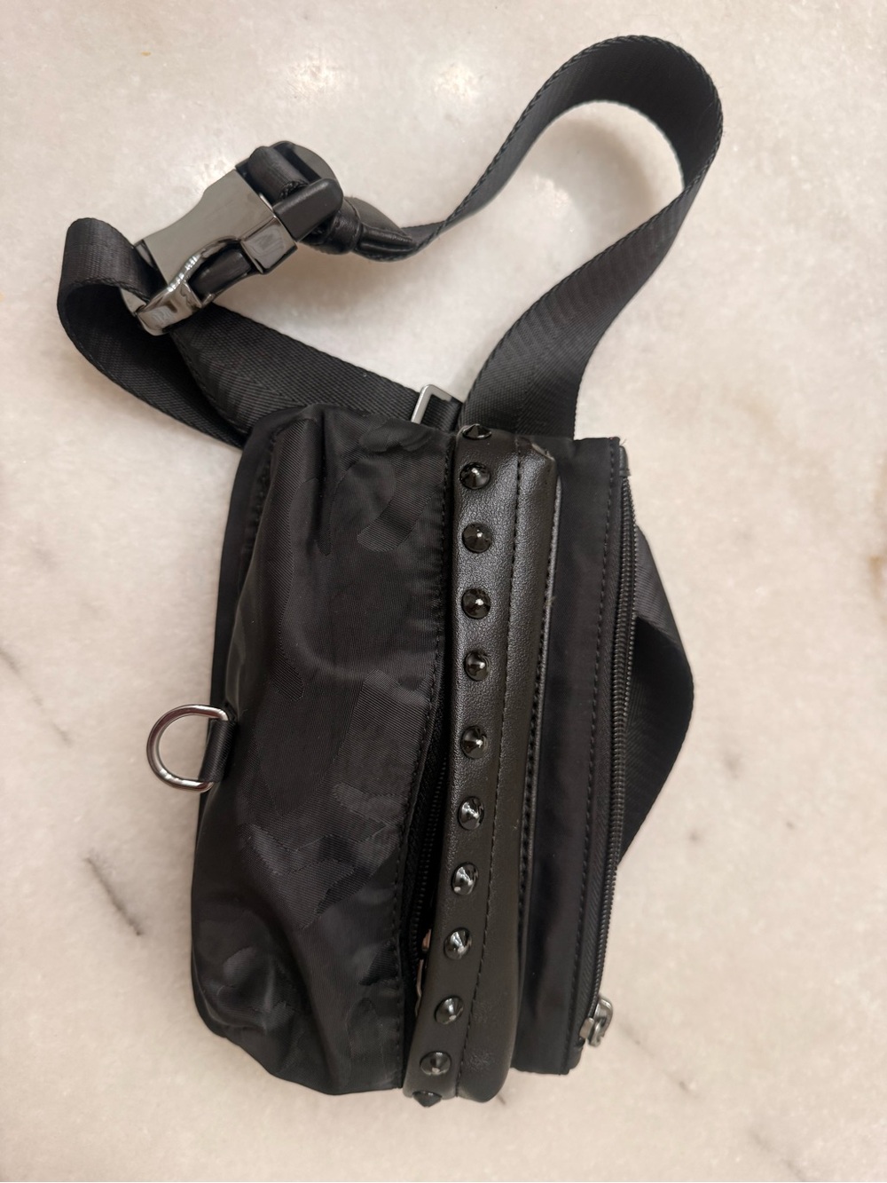 Zara Black Stud-Trim Camouflage Belt Bag